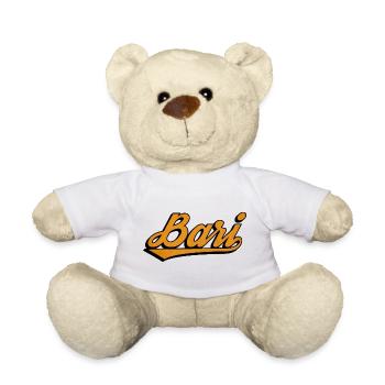 Bari Script: Orange Retro Logo - Teddy Bear - white - Front