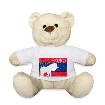Laos Laote Laoten Stolz Flagge Kreis I Geschenk - Teddy - Weiß - Vorne