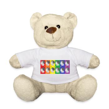 Frau mit farbiger Pop Art Illustration - Teddy - Weiß - Vorne