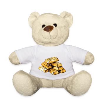 Gold bars - lifestyle and financial success - Teddy Bear - white - Front