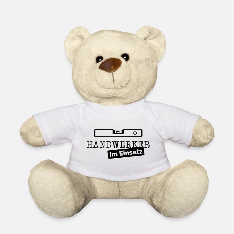 Handwerker im Einsatz Wasserwaage Handwerk Bau - Teddy - Weiß