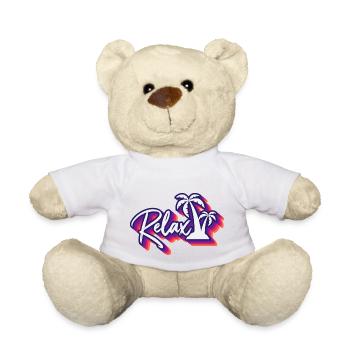 Tropical Serenity: Relax with Palm Trees Paradise - Teddy Bear - white - Front