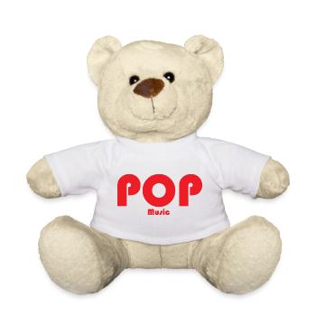 Red Retro POP Music Design - Teddy Bear - white - Front