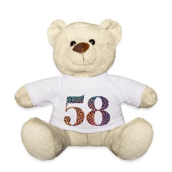 58th birthday leopard - Teddy Bear - white - Front
