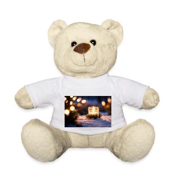 Glass candle in the snow - Teddy Bear - white - Front