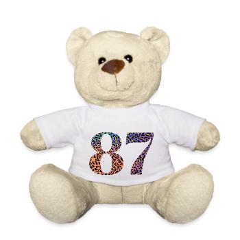87. Geburtstag Leopard - Teddy - Weiß - Vorne