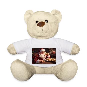 XMAS Santa Claus eating cookies Christmas - Teddy Bear - white - Front