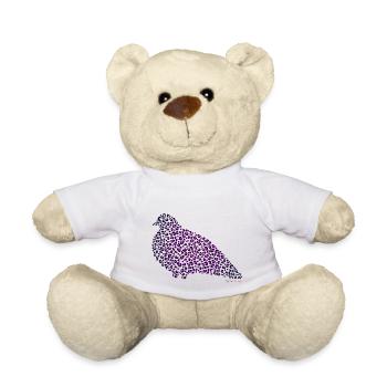 Leo Muster und Tauben - Taubenflair in Lila - Teddy - Weiß - Vorne