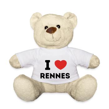 I Love with Heart Rennes - Teddy Bear - white - Front