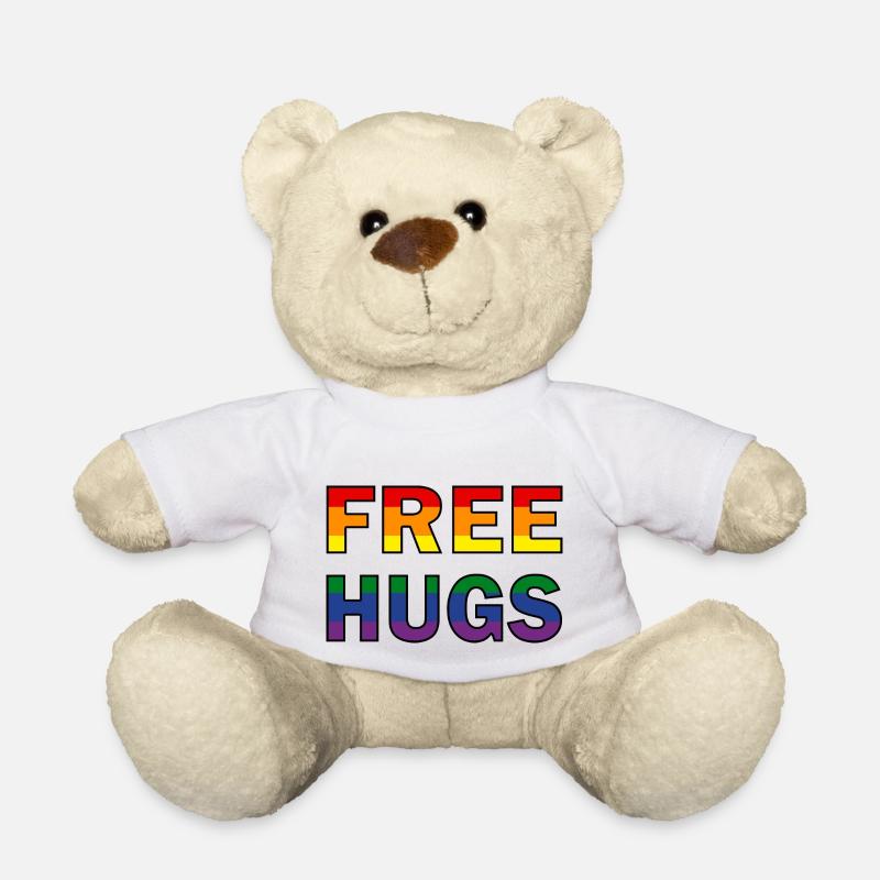 Free Hugs Regenbogenfahne - Teddy - Weiß