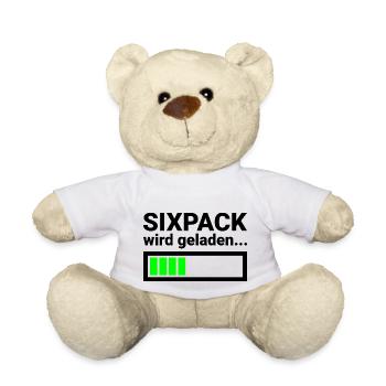 Lustiger Spruch fürs Fitness Studio Sixpack - Teddy - Weiß - Vorne