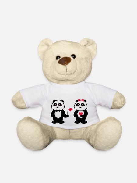 Couple de pandas amoureux - Nounours - blanc