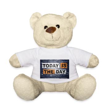 Heute ist der Tag, an dem Schriftzug Graffiti sagt - Teddy - Weiß - Vorne