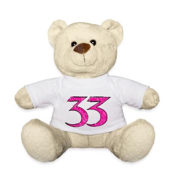 33 Master Number - Teddy Bear - white - Front
