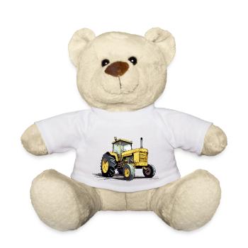 Tracteur jaune n°2 - Nounours - blanc - Devant