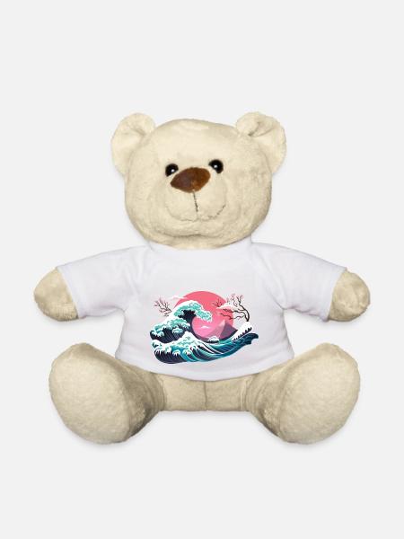 Hokusai Winter - Teddy Bear - white