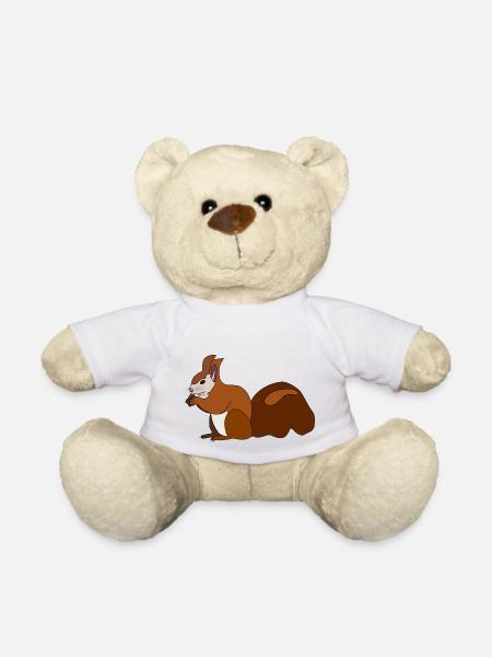 Eichhörnchen mit Nuss - Teddy - Weiß