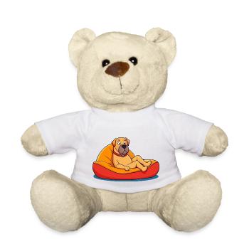 Relaxed Mastiff on Cushion Art - Teddy Bear - white - Front