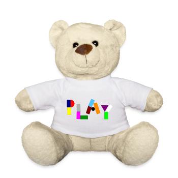 Playing with bricks and blocks - Teddy Bear - white - Front