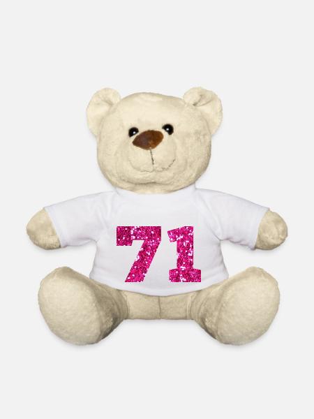 71 Pink Glitter - 71. Geburtstag - Teddy - Weiß