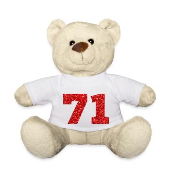 71 paillettes rouge - 71 anniversaire - Nounours - blanc - Devant