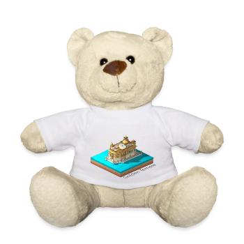 Geometrischer Low-Poly-Goldener Tempel - Teddy - Weiß - Vorne