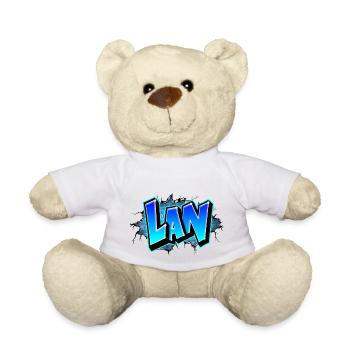 Graffiti Lan Blaue Ziegel Risse - Teddy - Weiß - Vorne