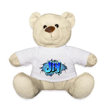 Graffiti Jin Wall Cracks Blue Bricks - Teddy Bear - white - Front