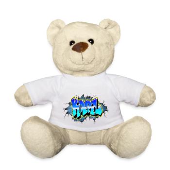 Graffiti KARL Blauer Backsteinriss - Teddy - Weiß - Vorne