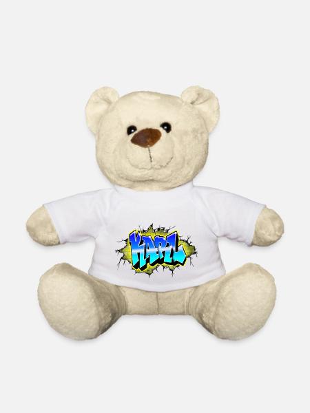 Graffiti KARL Wall Crack Brick Yellow - Teddy Bear - white