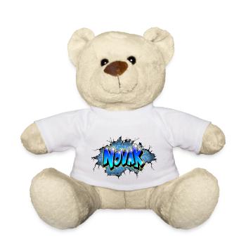 Graffiti NOVAK fissures Cadeau anniversaire enfant - Nounours - blanc - Devant