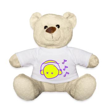 tête de DJ cool écoutant de la musique visage de fête griffonné - Nounours - blanc - Devant