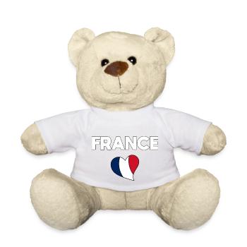 FRANKREICH Flagge und Emblem von Frankreich. Ertragen - Teddy - Weiß - Vorne