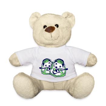 2 hérisson mignon deux amis guitare jouer groupe équipe - Nounours - blanc - Devant