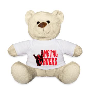 Heavy Metal Rocks Hard Rock Music Text Saying Logo - Teddy Bear - white - Front