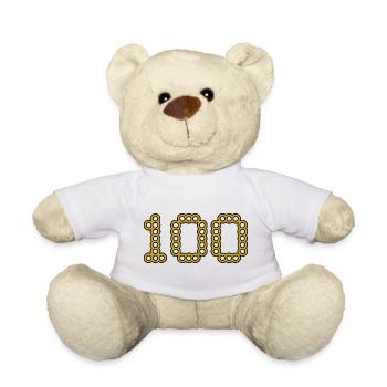 100. 100 YEARS. 100th ANNIVERSARY. BIRTHDAY 100 - Teddy Bear - white - Front