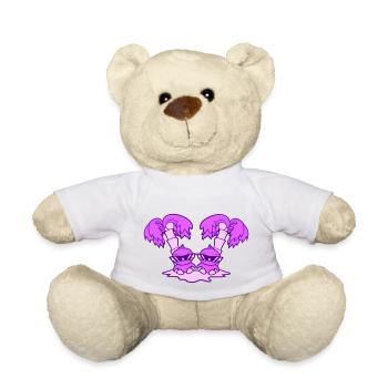 2 Enten Klein Süß Vögel Sonnenbrille Lustig Palmen - Teddy - Weiß - Vorne