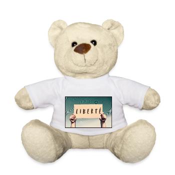Sign - Freedom - Teddy Bear - white - Front