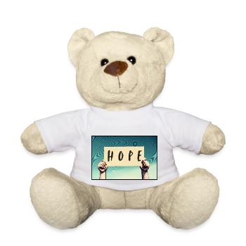 Schild - Hoffnung - Teddy - Weiß - Vorne