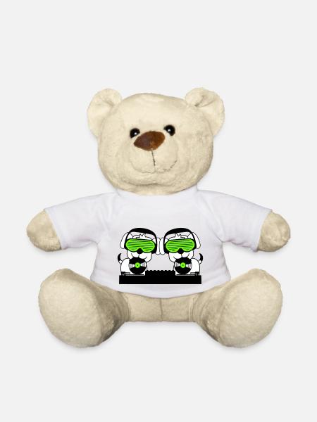 2 Dogs DJ Vinyl Record Club Disco Music Duo - Teddy Bear - white
