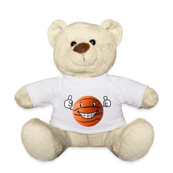 Basket-ball heureux montrant le pouce levé - Nounours - blanc - Devant