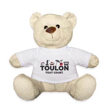 Toulon Tout Court, red and black symbols - Teddy Bear - white - Front