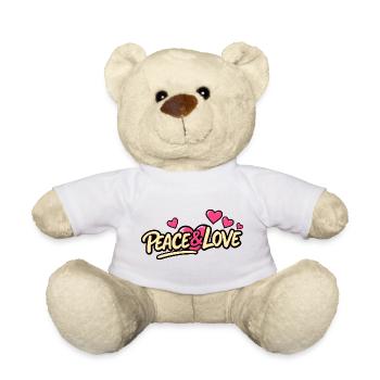 Peace & Love Hearts Logo - Nounours - blanc - Devant
