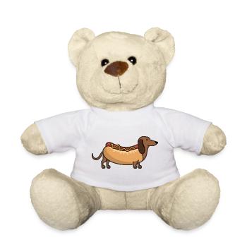 Chien saucisse, animal drôle - Nounours - blanc - Devant