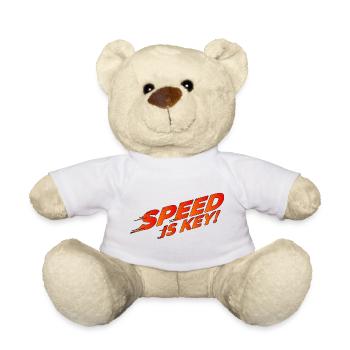 T-shirt de course rétro « La vitesse est la clé » - Nounours - blanc - Devant