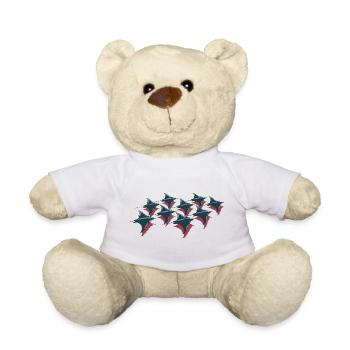 Manta Rochen Schwarm – Elegante Unterwasserwelt - Teddy - Weiß - Vorne
