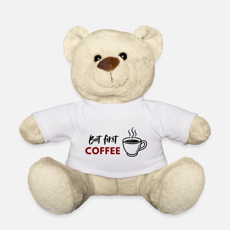 But First Coffee print - Teddy Bear - white