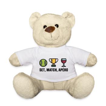 Set, Match, Tennis Humor Aperitif - Teddy - Weiß - Vorne