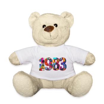 1983 – Marriage, date of birth, year, high school diploma - Teddy Bear - white - Front