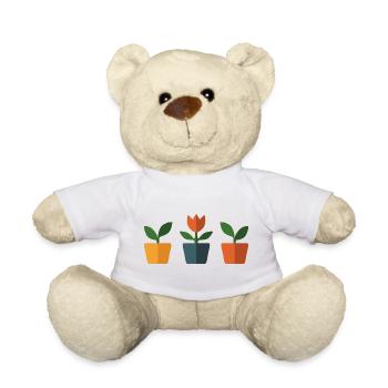 Eine Tulpe und andere Pflanzen im Blumentopf - Teddy - Weiß - Vorne